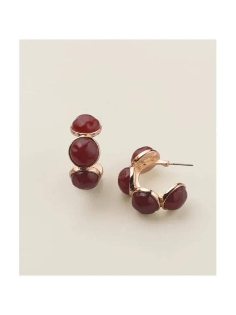 Avon Studio 1886 Crimson Aurora Bead Hoop Earrings-NWT
